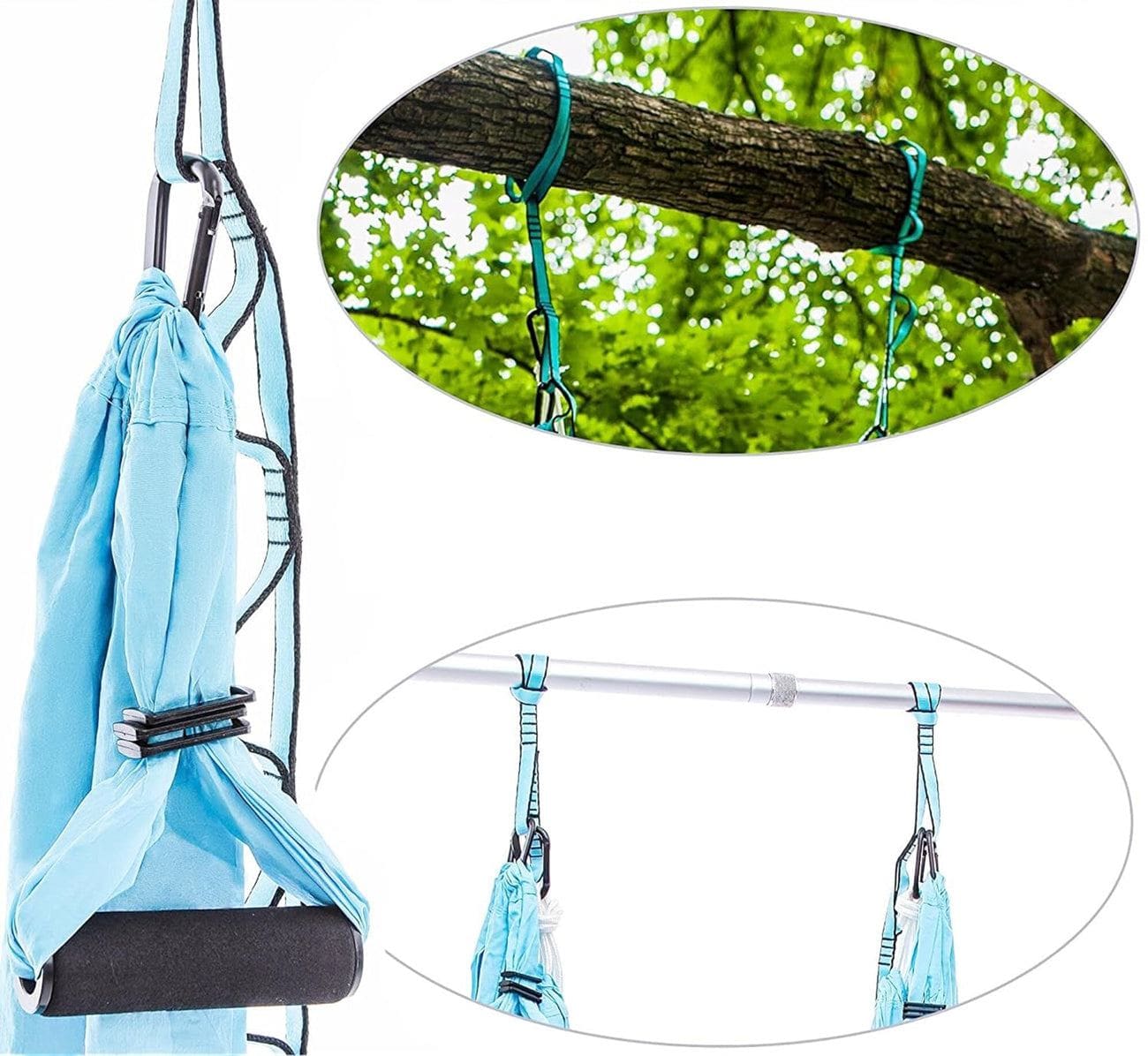 2PC Aerial Yoga Straps Hammock Safety Daisy Chains - Image 3