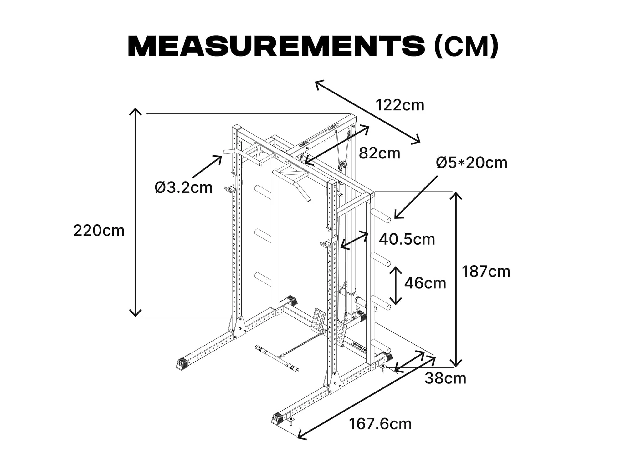 Half Power Rack with Storage and Cable System Option - HR2300 - Image 20