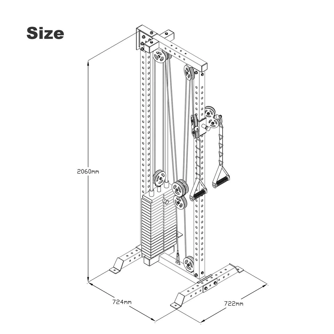 ATTIVO L4 Pro Series Wall Mount Cable Tower With Weight Stack - Aluminium Pulley Wheels - Image 7