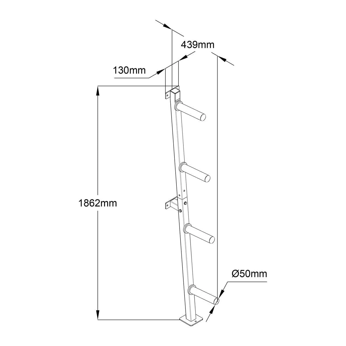 Weight Plate Storage Rack Wall Mounted Weight Plate Holder - 4 Pegs - Image 6