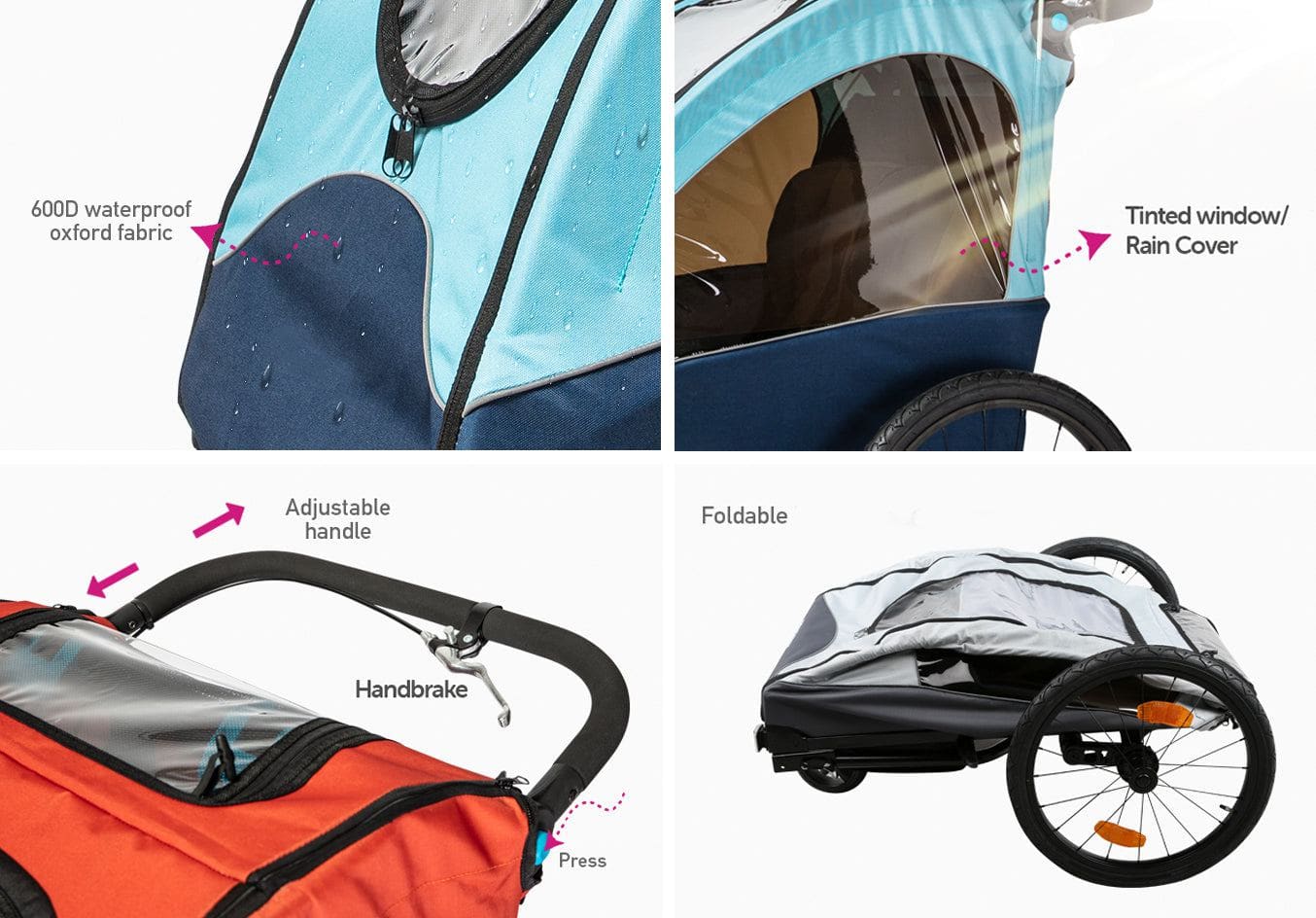 Deluxe 3-in-1 Kids Bike Trailer & Jogger Stroller - Image 5