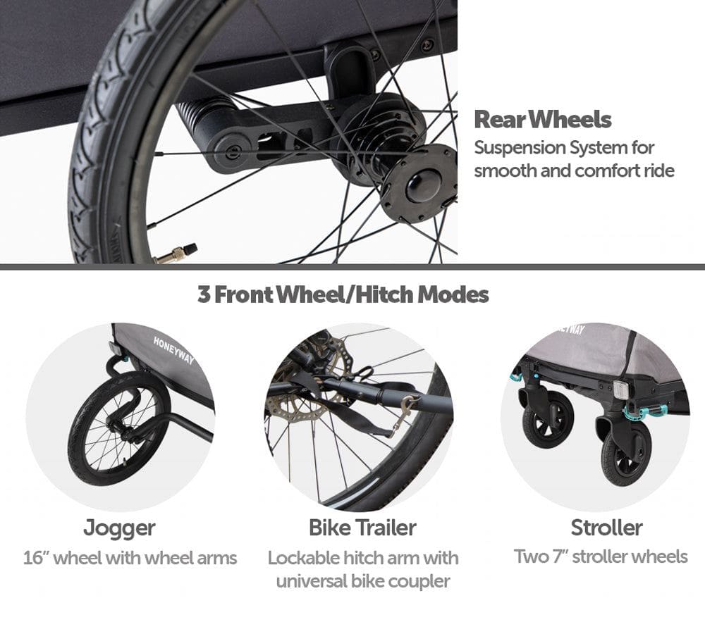 Deluxe 3-in-1 Kids Bike Trailer & Jogger Stroller - Image 6