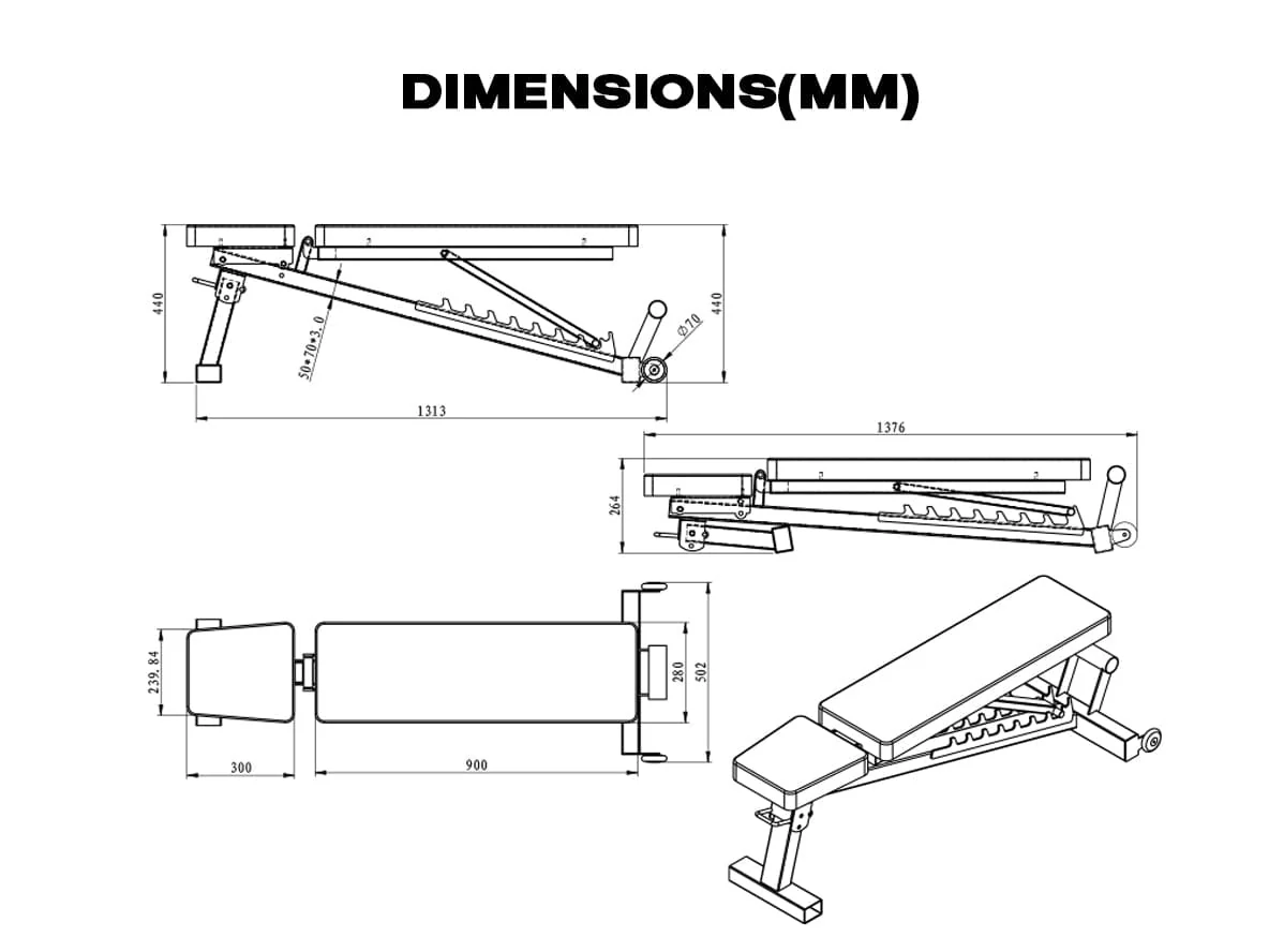 Fold Away Flat/Incline/Decline Bench (Blemish) - Image 9