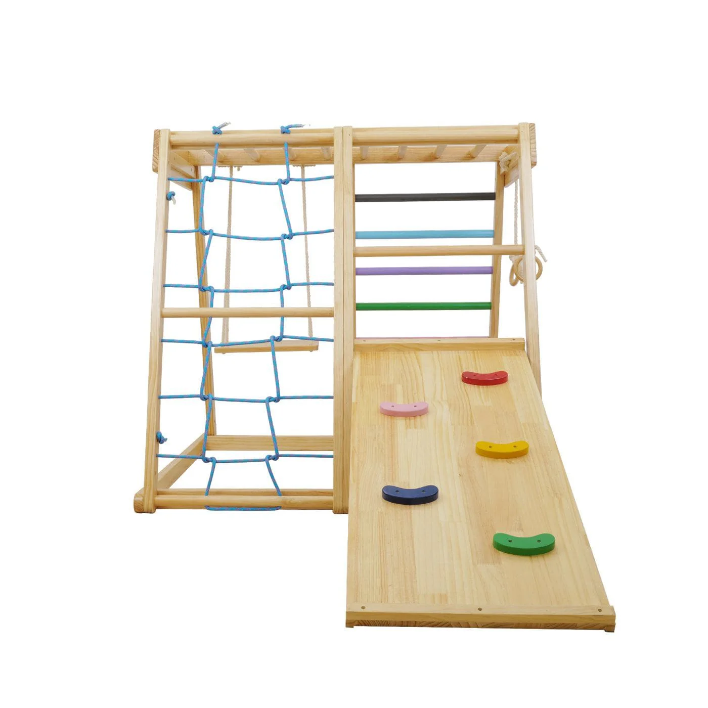 MEMAX Indoor Wooden Play Gym with Slide, Swing & Climber - Image 6