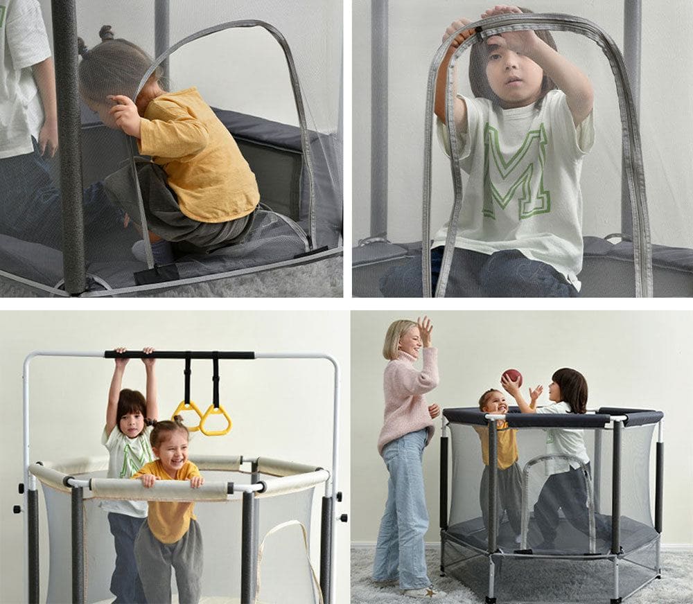 MEMAX Kids Indoor Trampoline - with Horizontal Bar - Image 3