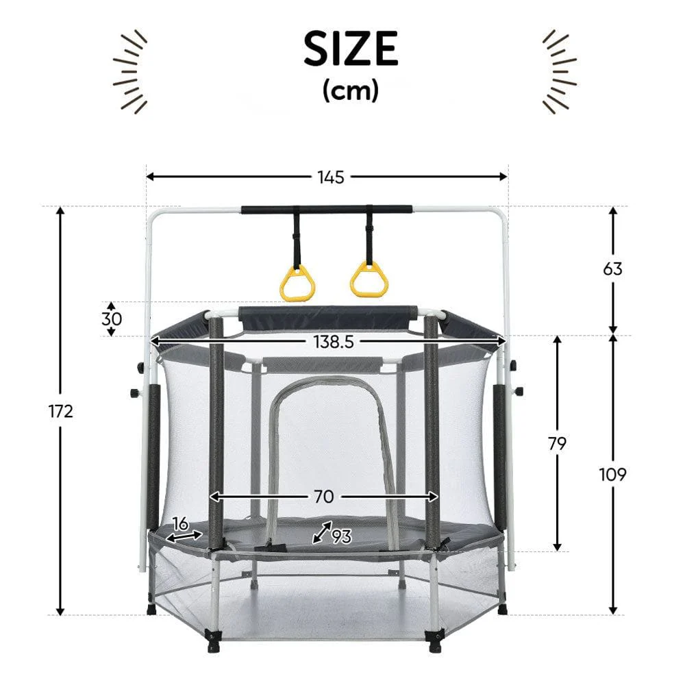 MEMAX Kids Indoor Trampoline - with Horizontal Bar - Image 8