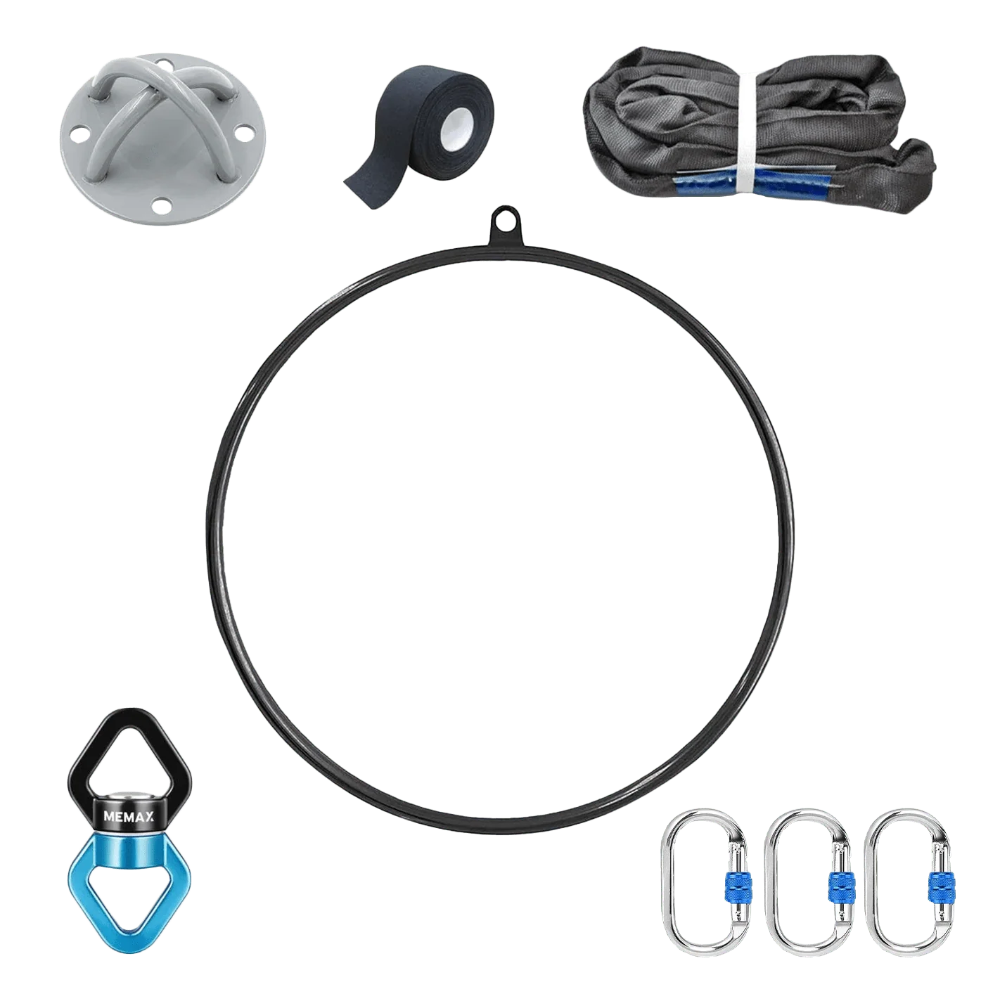 MEMAX Aerial Lyra Hoop Set | Aerial Ring with Full Accessories – Chrome & Black - Image 8