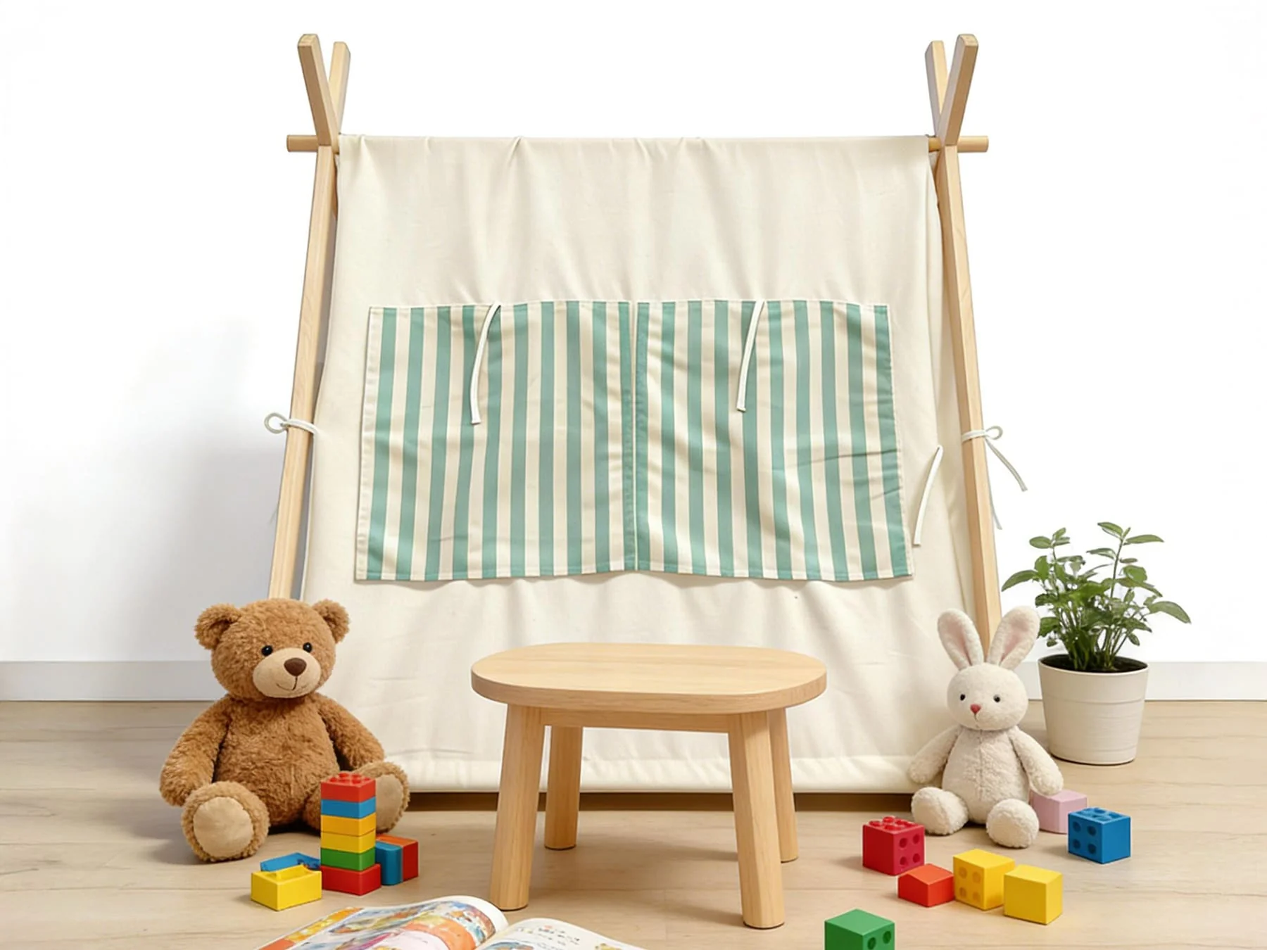 MEMAX Cozy Cove Kids Wooden Play Tent with Play Mat - Image 5