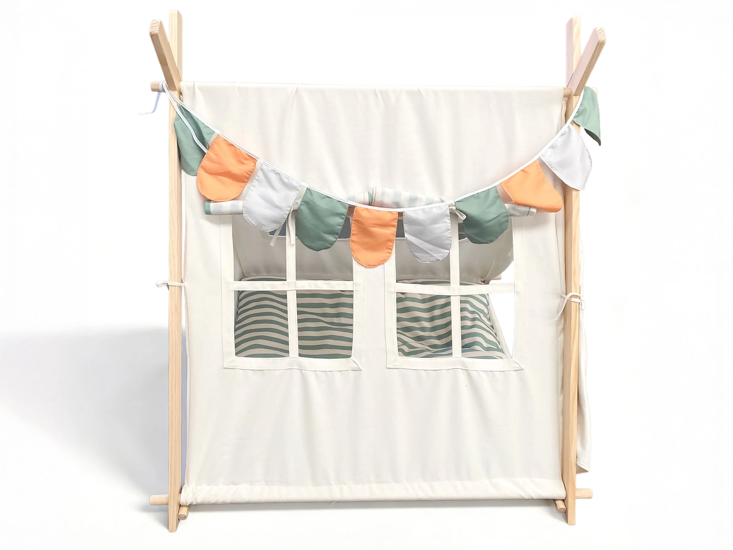 MEMAX Cozy Cove Kids Wooden Play Tent with Play Mat - Image 6