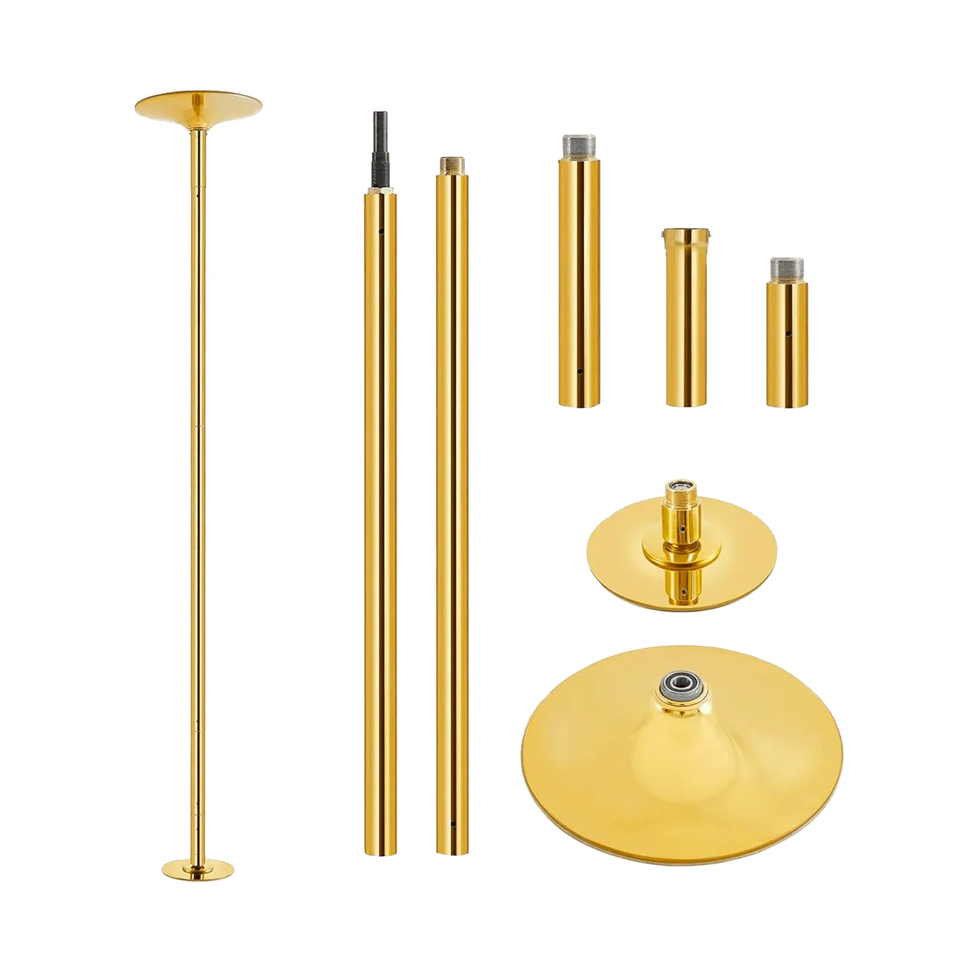 MEMAX Portable Dancing Pole - Static and Spinning - Gold