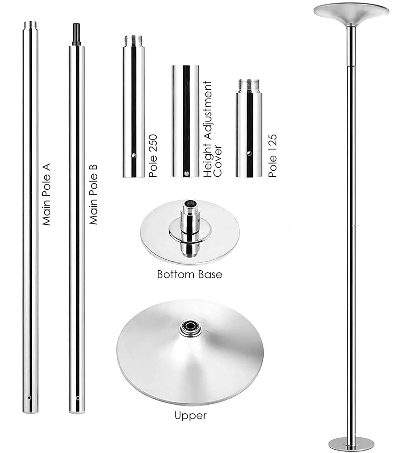 Portable Dancing Pole - Static and Spinning (Chrome) - Image 9