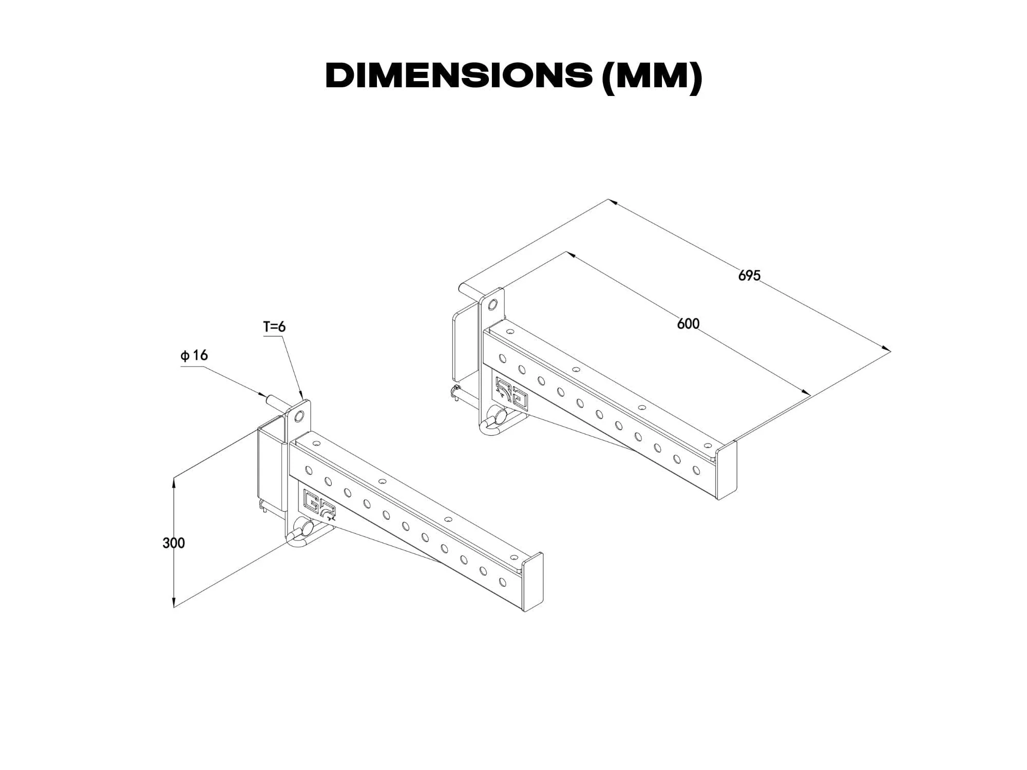 Safety Spotter Arms for 60x60mm Power Rack 5/8inch Holes - Image 5