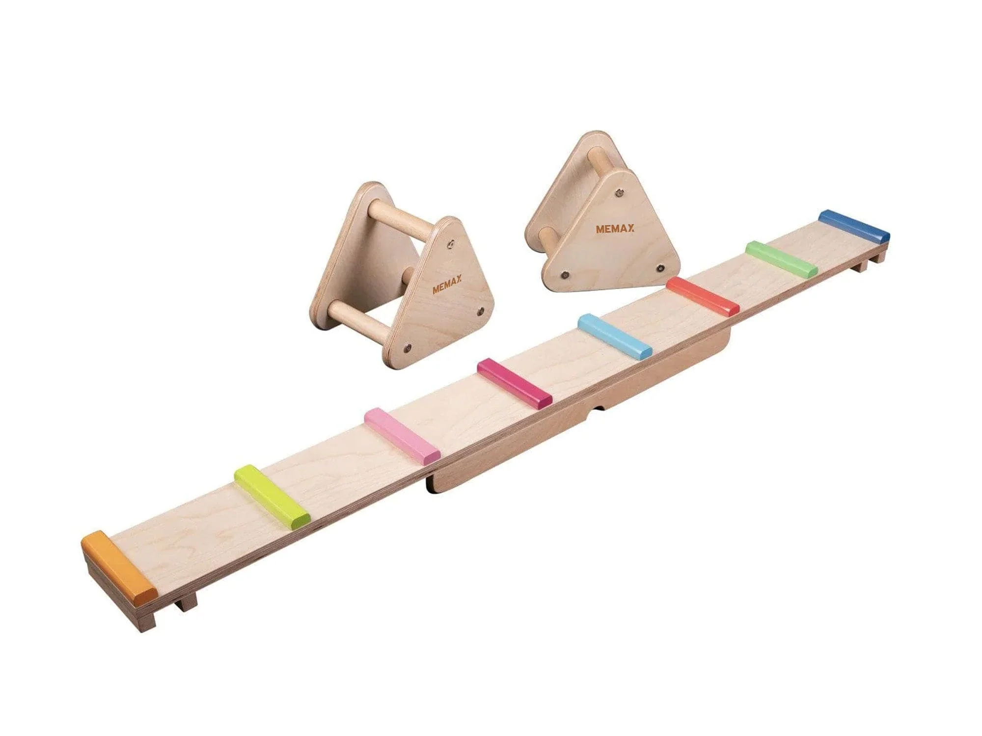 MEMAX 2-in-1 Wooden Seesaw and Rainbow Balance Bridge - Image 4