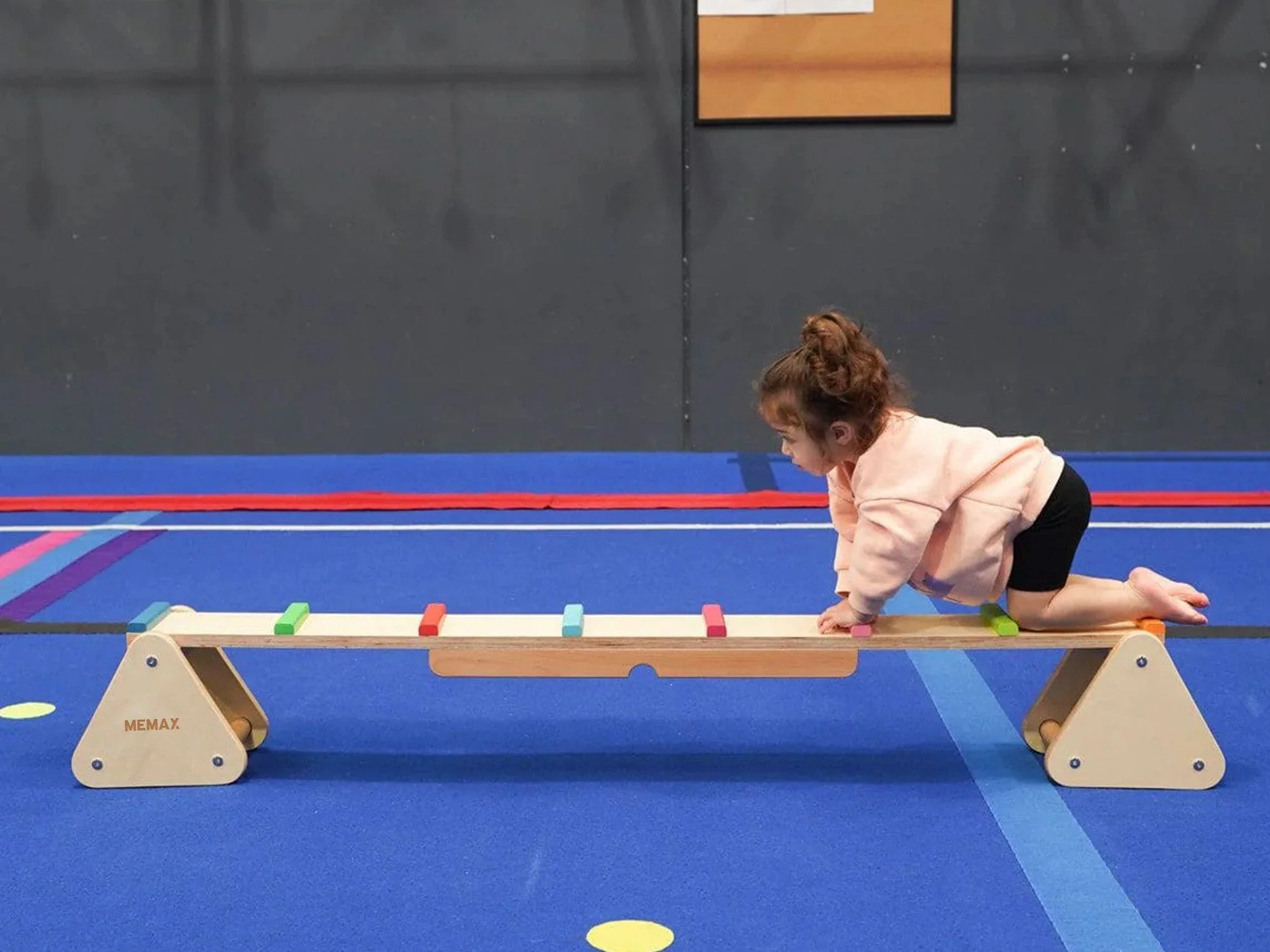 MEMAX 2-in-1 Wooden Seesaw and Rainbow Balance Bridge - Image 7