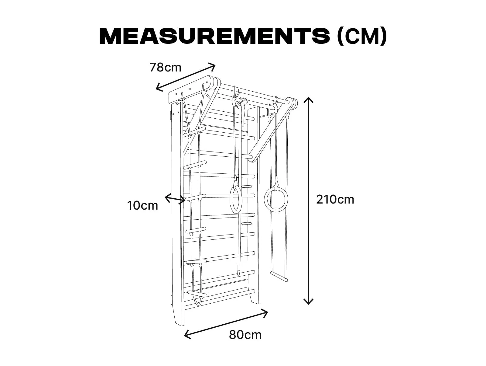 Wooden Swedish Ladder Wall Stall Bar Set - Image 10