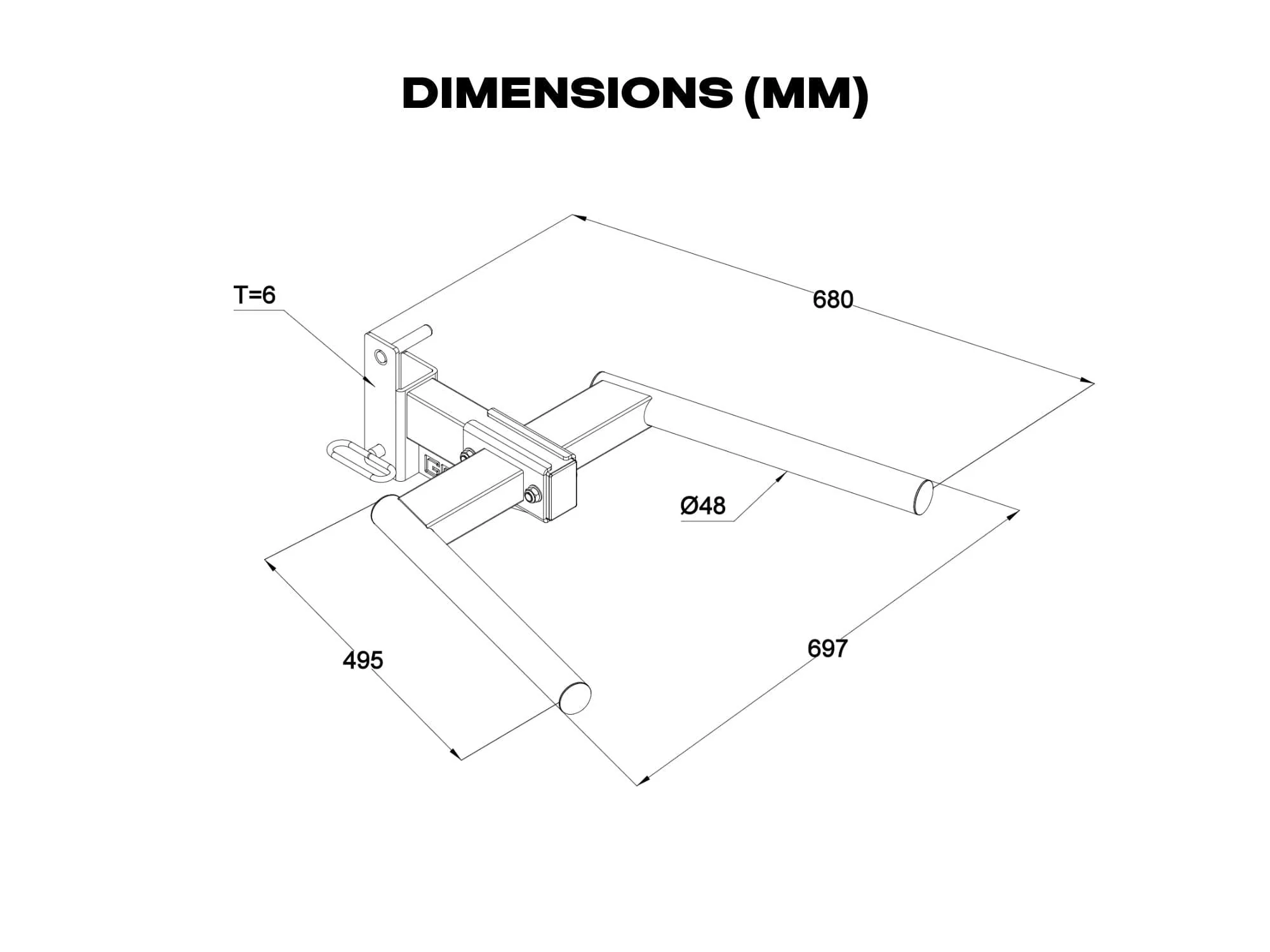 Y-Shape Dip Bars for 60x60mm Uprights 5/8inch Holes - Image 3