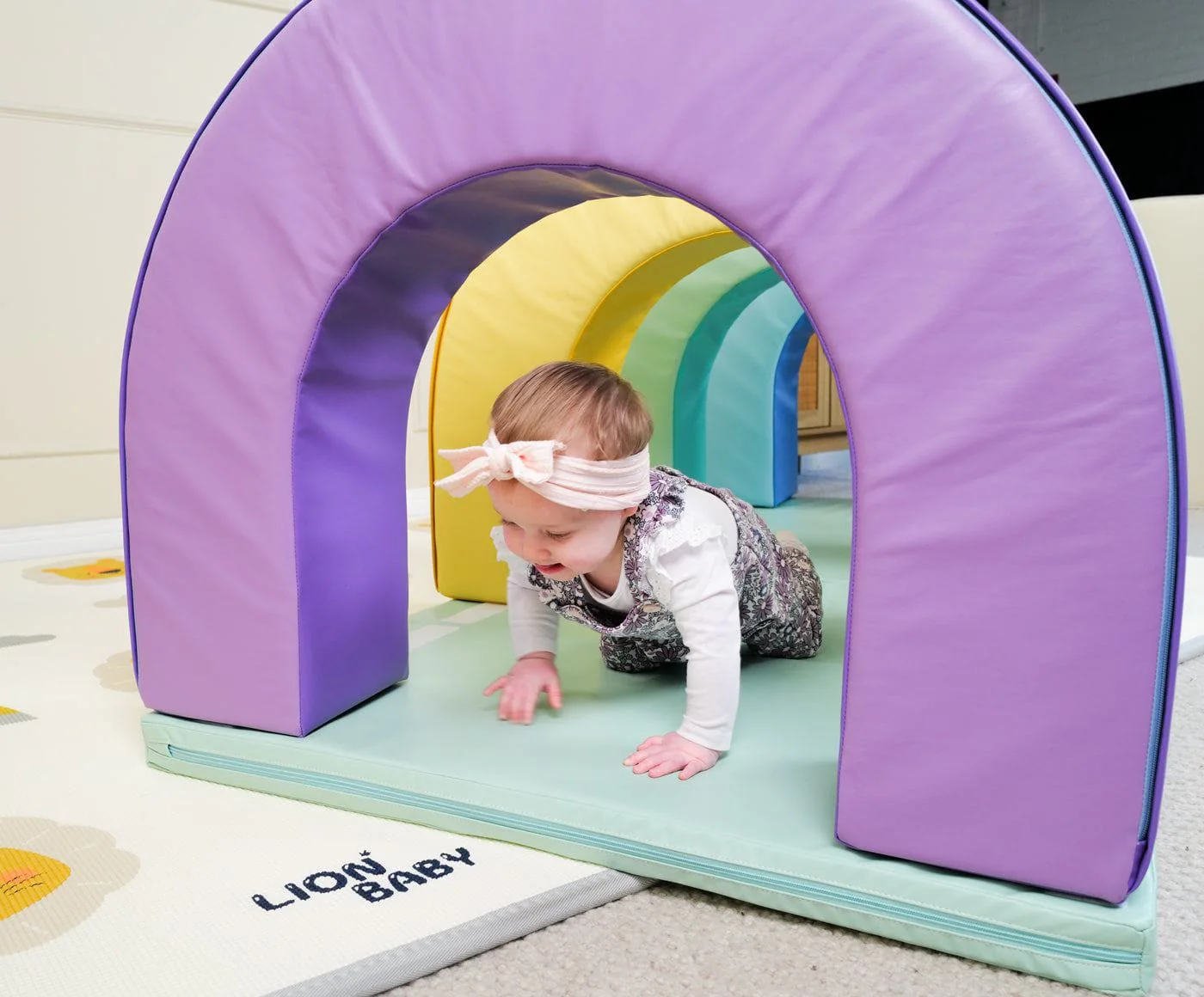 MEMAX Baby Playroom Soft Arch Tunnel Set of 4 with Crawling Mat - Image 5