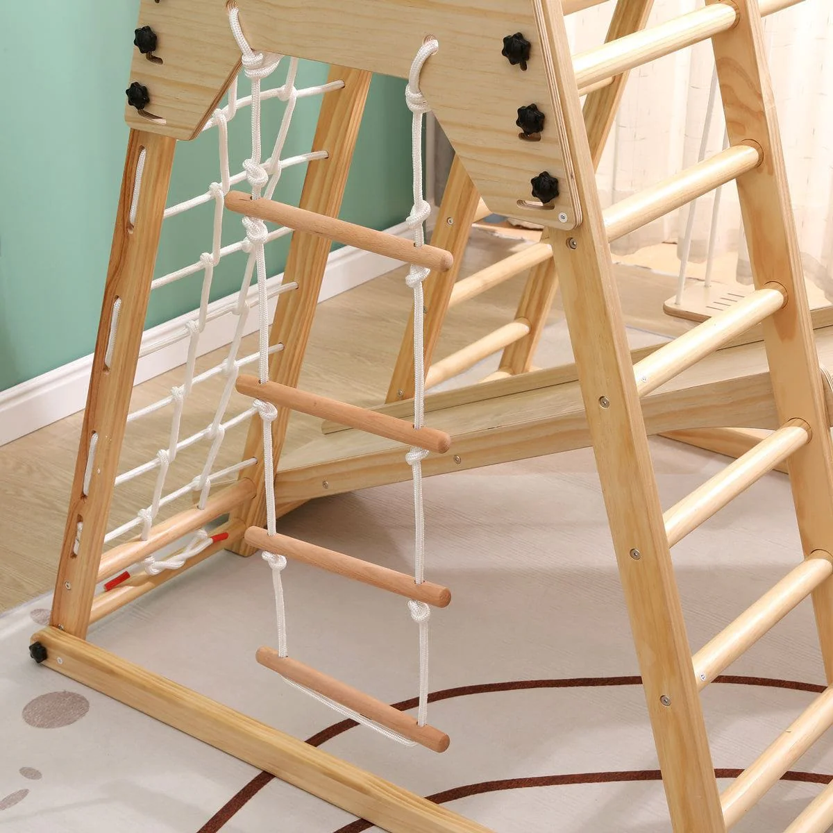 Kids Indoor Large Gym Wooden Climber Set - Image 10
