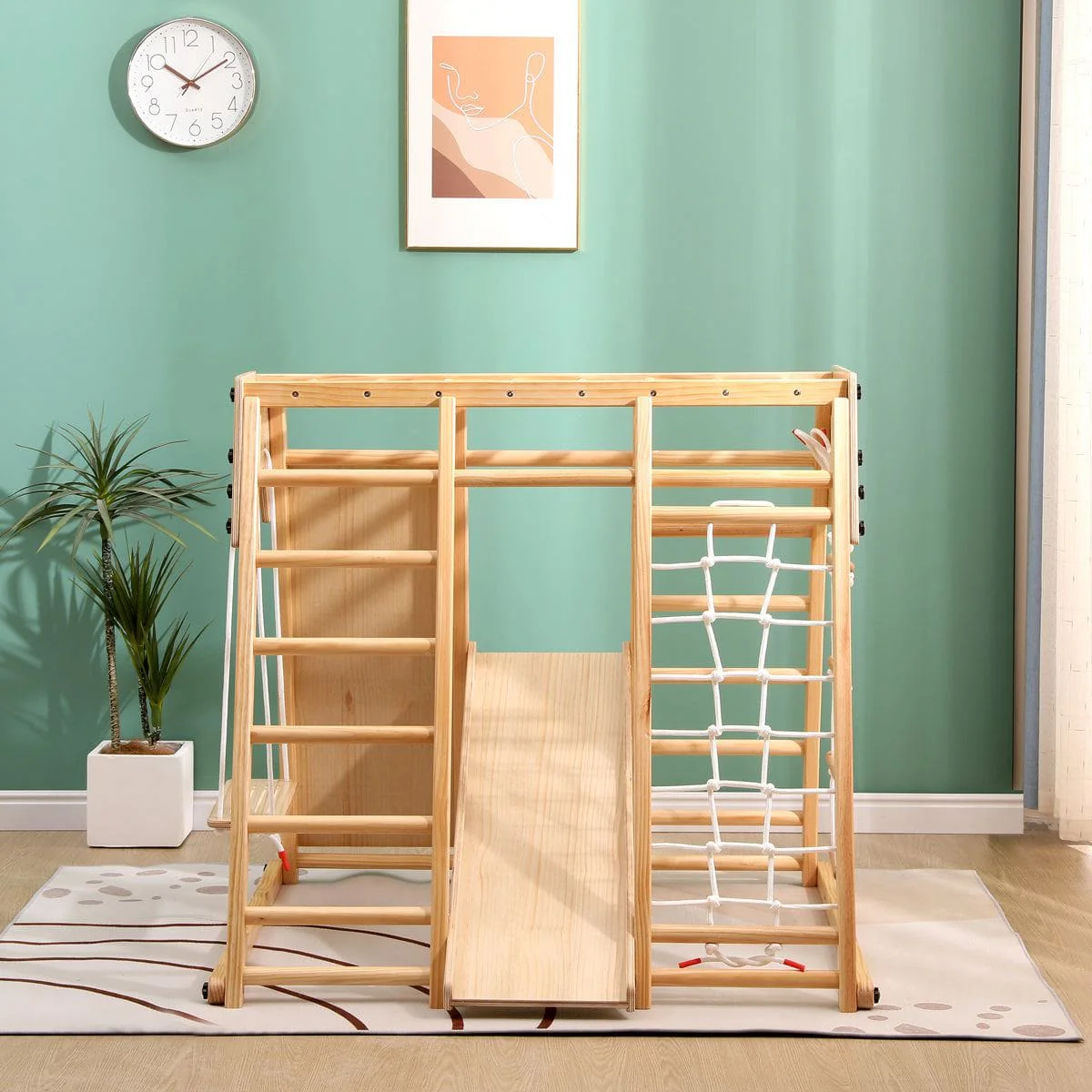 Kids Indoor Large Gym Wooden Climber Set - Image 3
