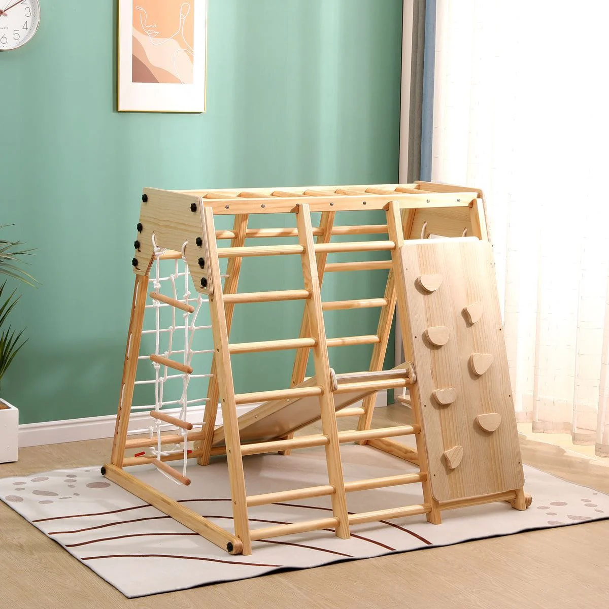 Kids Indoor Large Gym Wooden Climber Set - Image 5