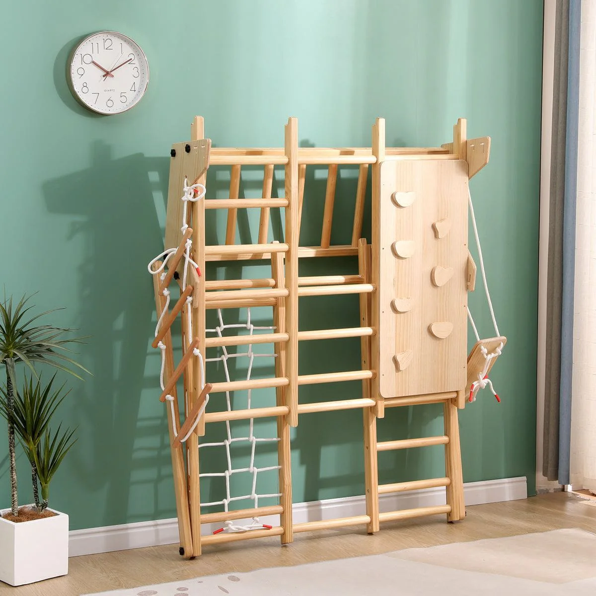 Kids Indoor Large Gym Wooden Climber Set - Image 6
