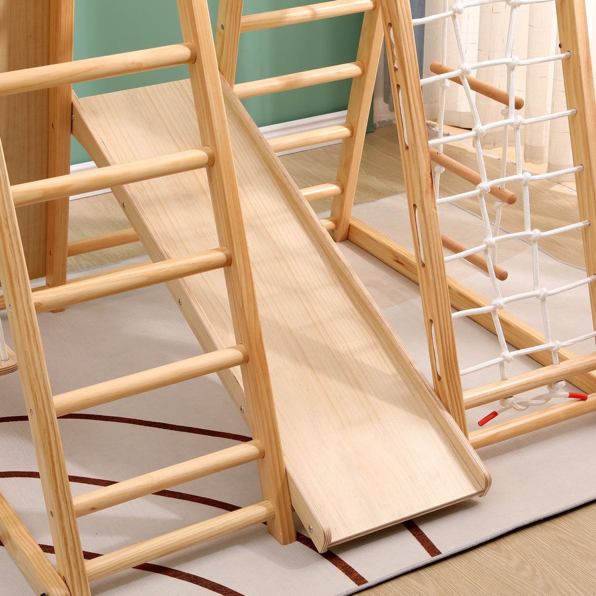 Kids Indoor Large Gym Wooden Climber Set - Image 7